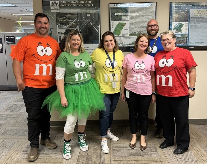 City staff from Public Works during our annual Halloween costume contest. They are either really into candy or 90s band Crash Test Dummies.